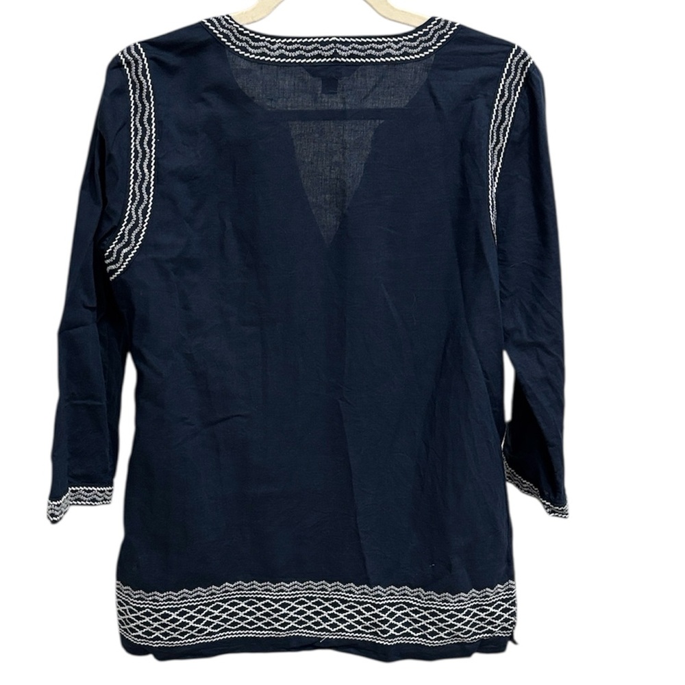 Brooks Brothers Navy Women's Tunic w/ White Embroidery Sz M - Picture 4 of 5